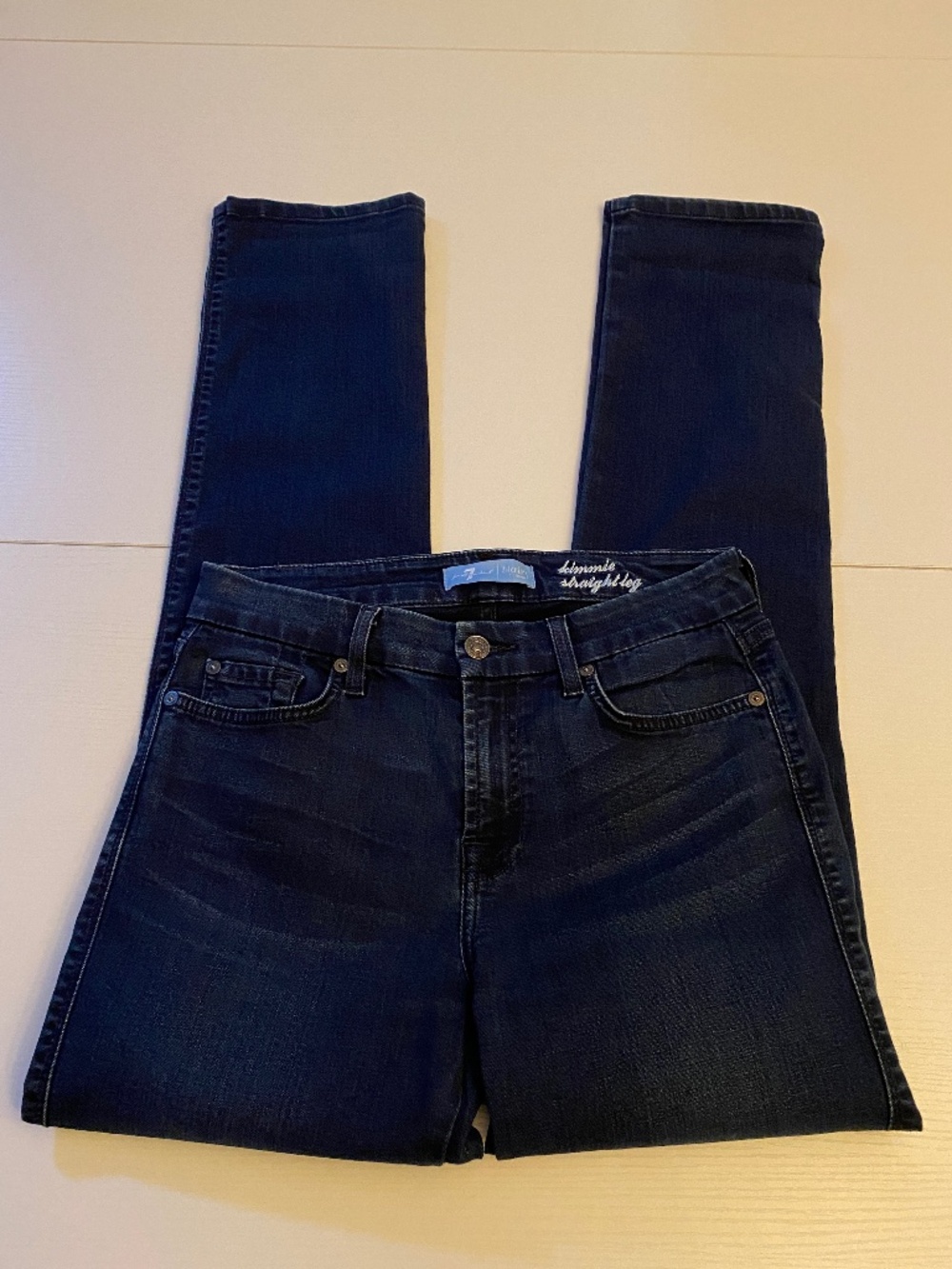 7 For All Mankind Kimmie b(air) Straight Leg Jeans Dark Wash Size 28